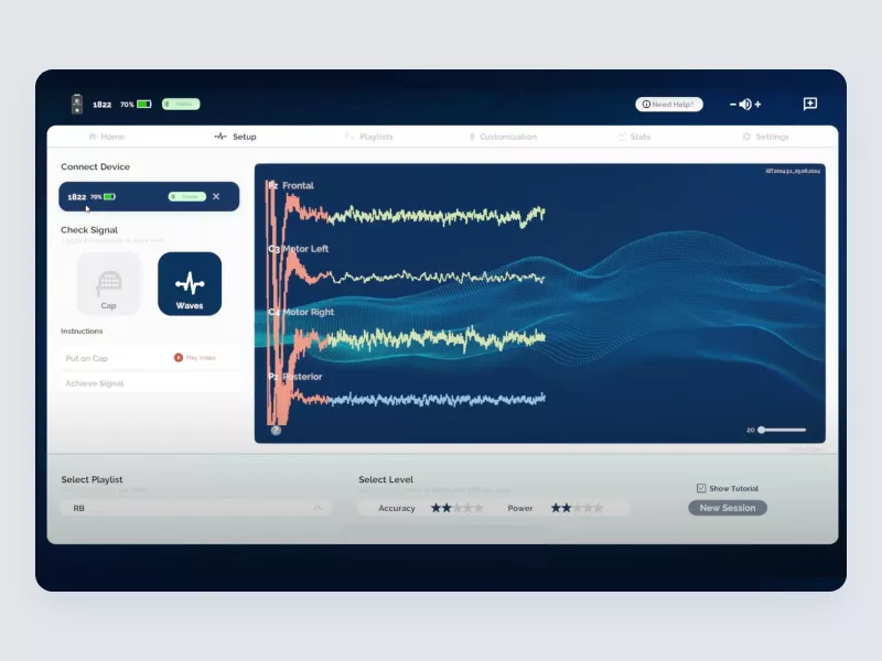 i-BrainTech neurofeedback training platform interface