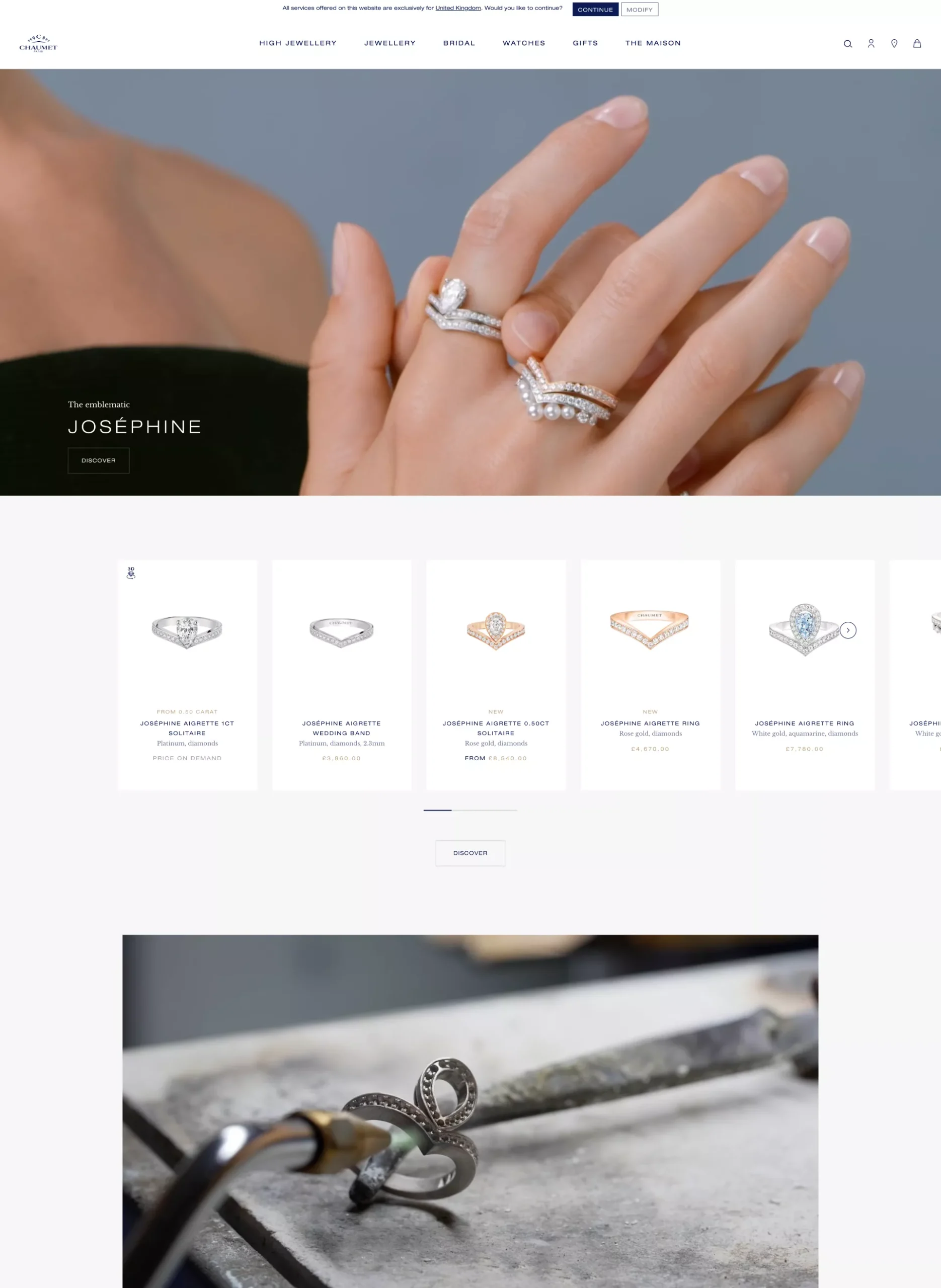 Chaumet luxury jewellery e-commerce app overview