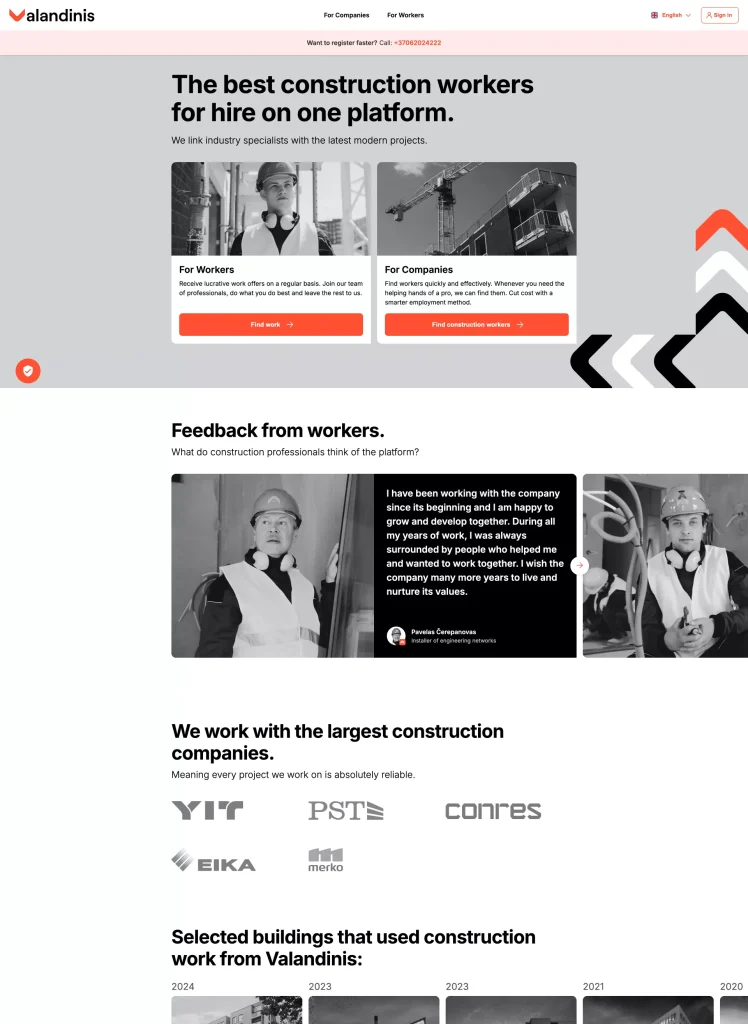 Valandinis construction workforce management platform overview