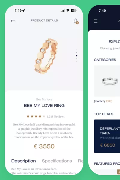 Chaumet app product page layout