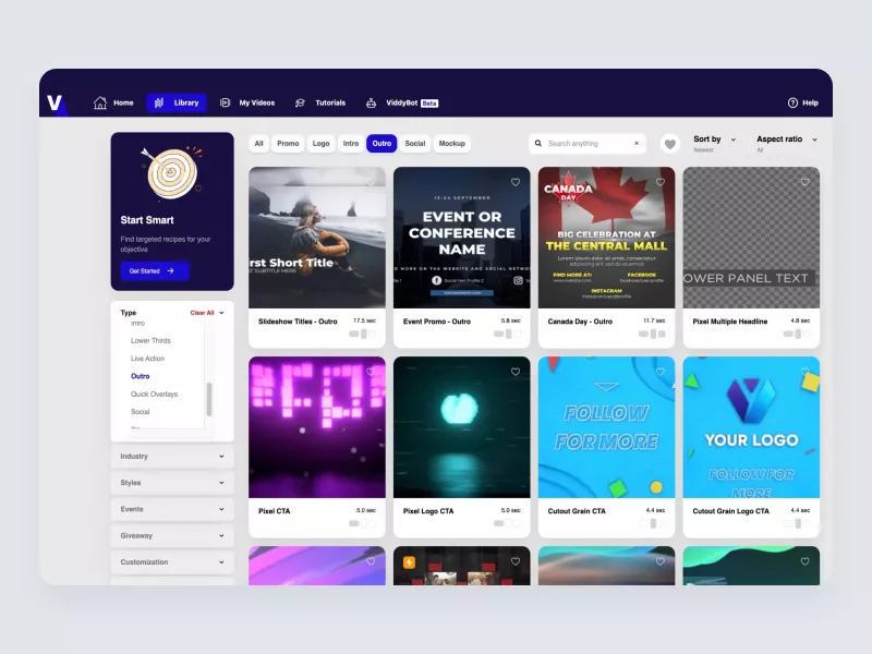 Viddyoze goal-based video creation
