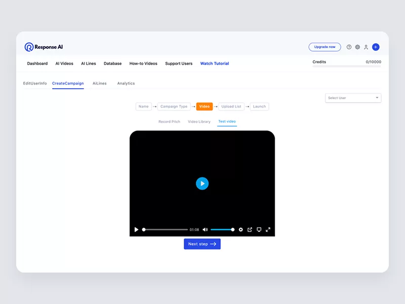 Recording a pitch video in Response AI